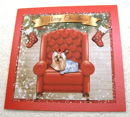 CHRISTMAS CHAIR YORKSHIRE TERRIER QUICK CARD SHEET by Margaret Scott