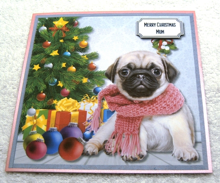 Pug waiting for Santa 2 by Margaret Scott