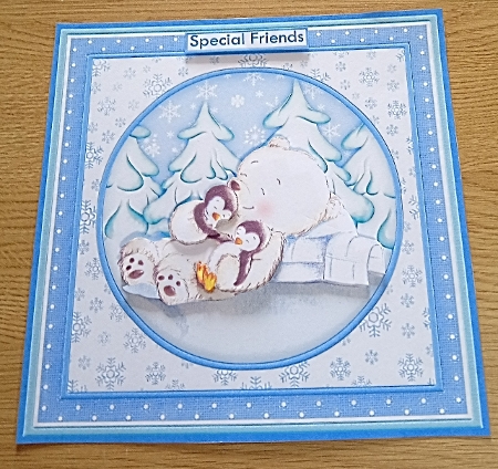 JUST CHILLIN Christmas Polar Bear & Penguins 7.5 Decoupage & Insert Mini Kit by Margaret Scott