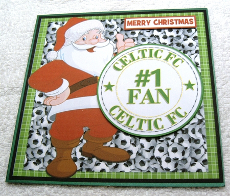 CELTIC FAN - SANTA FOOTBALL TOPPER  by Margaret Scott
