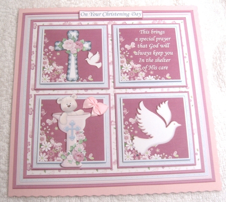 CHRISTENING or BAPTISM Girl Child or adult 7.5 Quick Layer Card by Margaret Scott