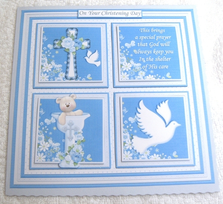 CHRISTENING or BAPTISM Boy Child or adult 7.5 Quick Layer Card by Margaret Scott