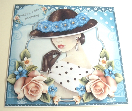 Vintage Blue Flowers Hat Lady Mini Kit by Margaret Scott