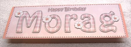 Large DL Happy Birthday MORAG 3D decoupage by Margaret Scott