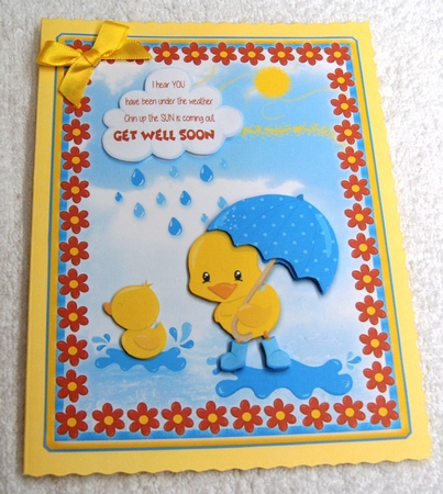 Get Well Soon Little Duckling Card topper by Margaret Scott