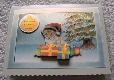 Christmas - So Cute - Dog With Gifts by Margaret Scott