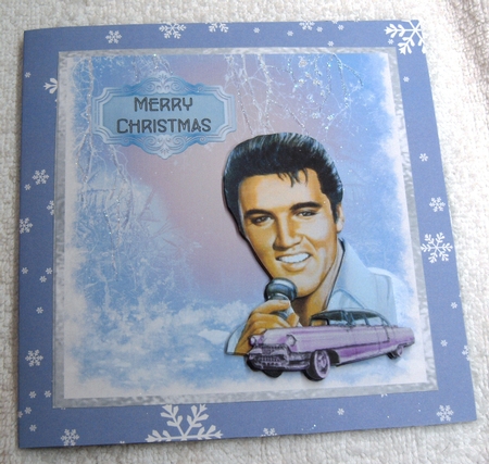 The King at Christmas 2  - 6x6 inch card front with decoupage by Margaret Scott