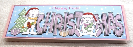 First Christmas Bunny Rabbits CHRISTMAS large dl by Margaret Scott