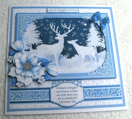 WINTER FOREST DEER Christmas 7.8 Quick Layer Card or Decoupage Mini Kit by Margaret Scott