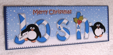Large DL Merry Christmas JOSH 3D decoupage  by Margaret Scott