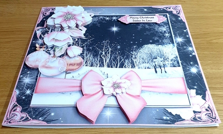 Christmas Scene Pink Poinsettia Card Kit by Margaret Scott