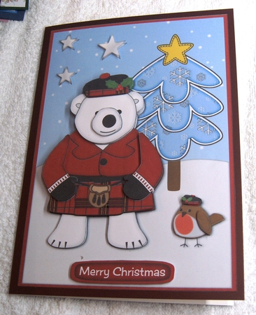 Scottish Monty Polar Bear decoupage by Margaret Scott