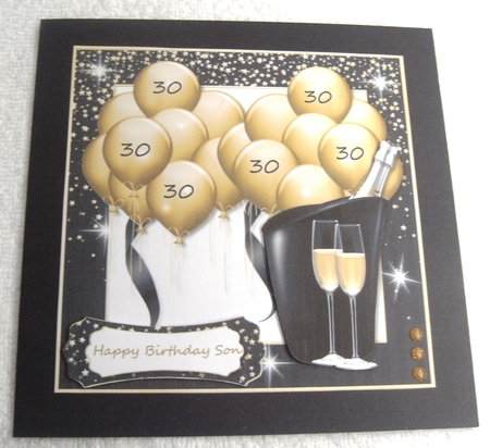 Gold Balloons Birthday Champagne by Margaret Scott