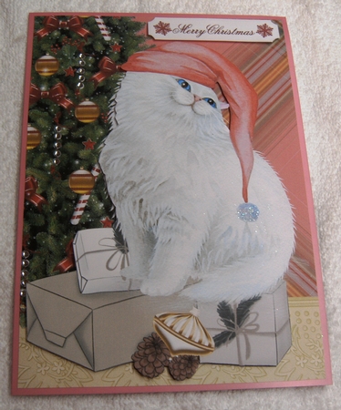 Christmas Persian Kitty, Quick card/Topper by Margaret Scott