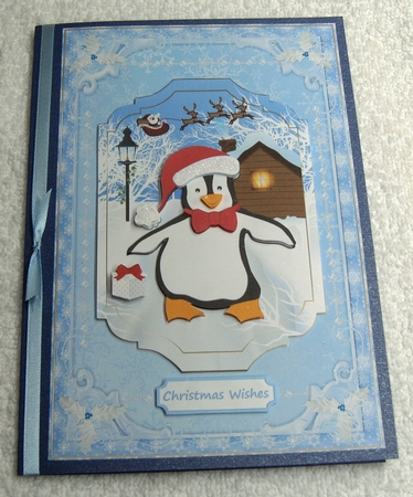 Happy Penguin Christmas Decoupage Topper by Margaret Scott