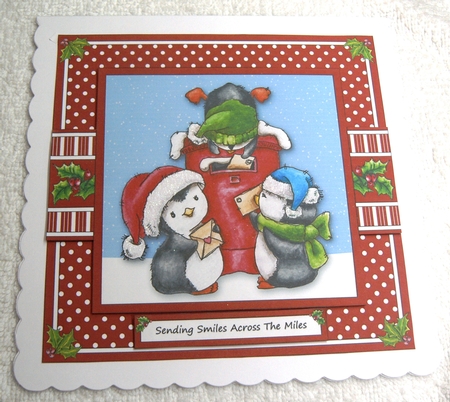 Cute Penguins Mailing Letters To Santa by Margaret Scott