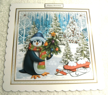 Penguins Love Christmas Decoupage Topper by Margaret Scott