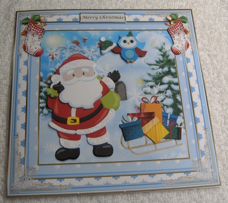 Jingle Bells Christmas Santa Decoupage Topper by Margaret Scott