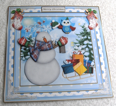 Jingle Bells Christmas Snowman Decoupage Topper by Margaret Scott