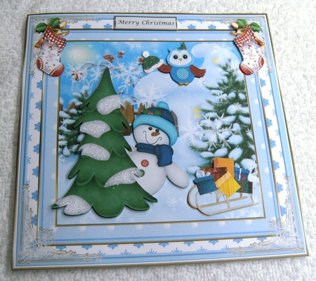 Jingle Bells Christmas Snowman Decoupage Topper 1 by Margaret Scott