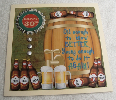 Old enough to know better beer themed card front by Margaret Scott