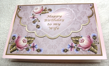 Scalloped Edge Happy Birthday Wife Topper by Margaret Scott