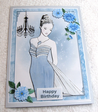 Happy birthday - lady in blue  by Margaret Scott