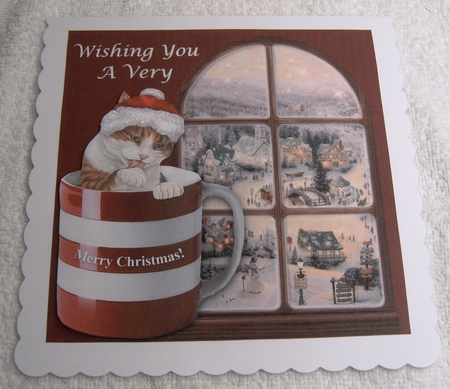 Tabby & White Kitten Cat In A Mug & Decoupage by Margaret Scott