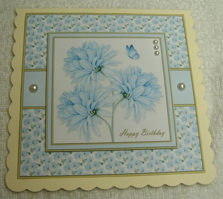 Lovely Watercolor Flowers Birthday Topper (light blue) by Margaret Scott