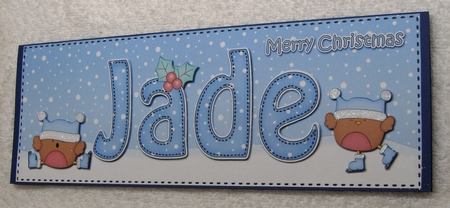 Large DL Merry Christmas JADE 3D decoupage by Margaret Scott