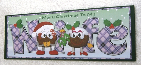 Crazy Christmas Pudding Couple with Mistletoe WIFE large dl by Margaret Scott