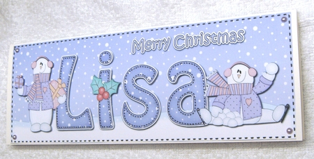 Large DL Merry Christmas LISA 3D decoupage by Margaret Scott