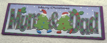 Crazy Christmas Trees dancing MUM & DAD large dl 3 by Margaret Scott