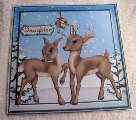 Christmas reindeer mistletoe 8x8 mini kit by Margaret Scott