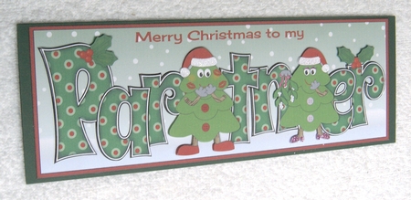 Crazy Christmas Trees couple with mistletoe PARTNER large dl by Margaret Scott