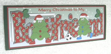 Crazy Christmas Trees playing football BOYFRIEND large dl 3 by Margaret Scott
