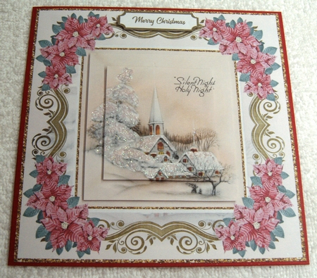 Christmas Silent Night Red Poinsettia Topper by Margaret Scott