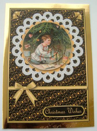 Vintage Boy with Christmas Tree Pyramid by Margaret Scott