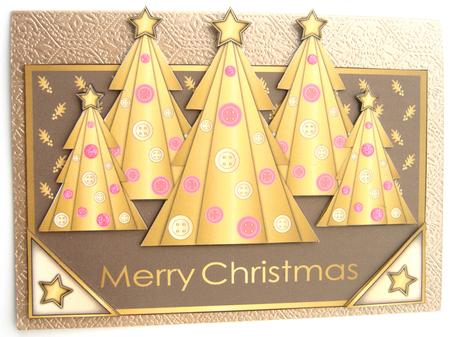 Buttons Christmas Trees Ii Front Over the Edge by Margaret Scott