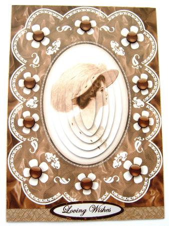 Vintage Lady Cameo 'n Lace A5 Pyramid Card Front by Margaret Scott