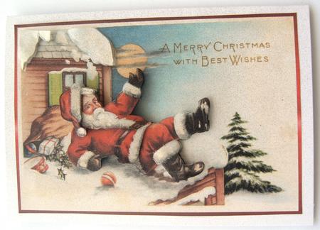 Christmas Santa Slipping in the Snow Topper by Margaret Scott