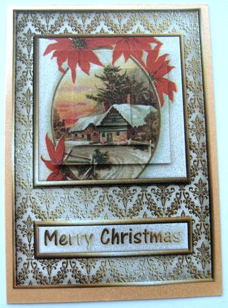 Snow Scene & Poinsettias Quick Card by Margaret Scott