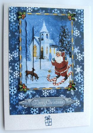 Santa Skiing with Pyramage by Margaret Scott