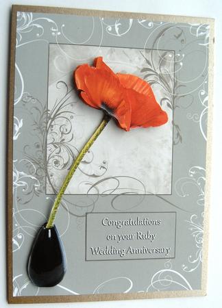 Red Poppy on Grey Swirl Step by Step by Margaret Scott