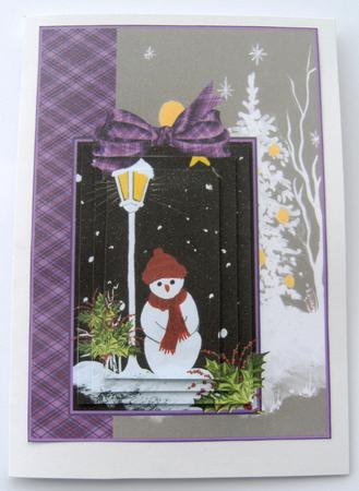 Snowman and Tartan Step by Step Decoupage Card by Margaret Scott