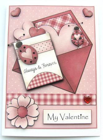 Always and Forever Valentine Decoupage Card Front by Margaret Scott