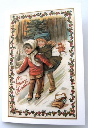 Vintage Christmas Scene Decoupage Topper 1 by Margaret Scott