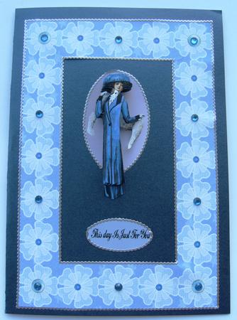 1 x Blue 1 x Pink Lace Flower & White Panel A5 Frames by Margaret Scott