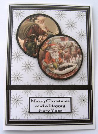 Vintage Father Christmas Circle Pyramid Card by Margaret Scott