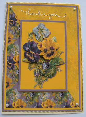 Purple and Yellow Flowers Card Front by Margaret Scott